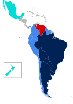 Dark blue: full members. Red: suspended members. Blue: associated members. Cyan: observers.