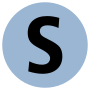 A circular icon with the letter "S" in large font