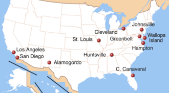Location of production and operational facilities of Project Mercury