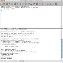 R running in the emacs editor with the ESS package