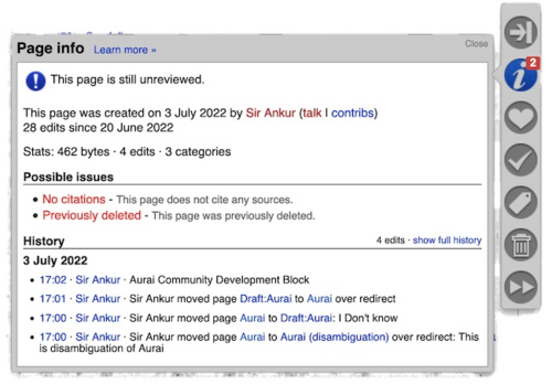 Curation Toolbar, 'unreviewed' view