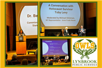 A presentation with a holocause survivor on stage at the school auditorium thumbnail265421