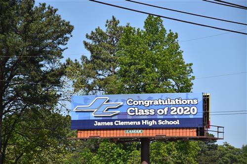 James Clemens HIgh School congratulations 2020 seniors billboard 