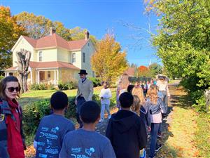 students on walking tour