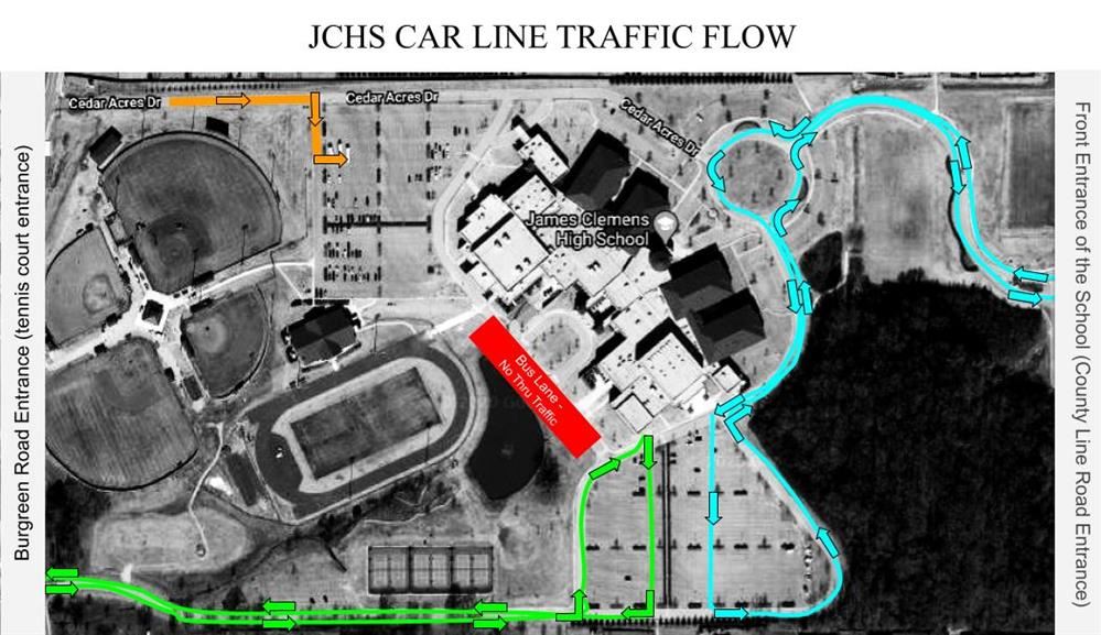 JCHS Car Line Traffic Flow Map