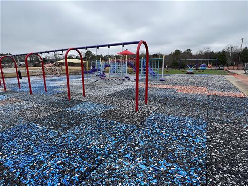 wide angle view of playground with no kids