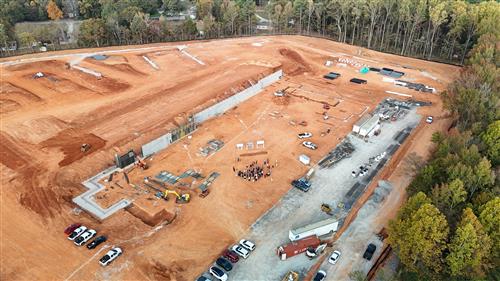 aerial view of the school construction site