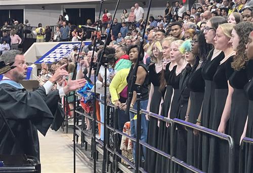 choir performing at Bob Jones graduation ceremony, led my BJ choir director Mr. Fields