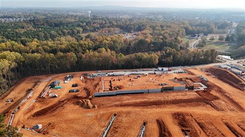 wide arial view of new school site