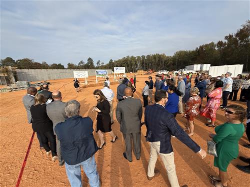 crowd view of the groundbreaking site