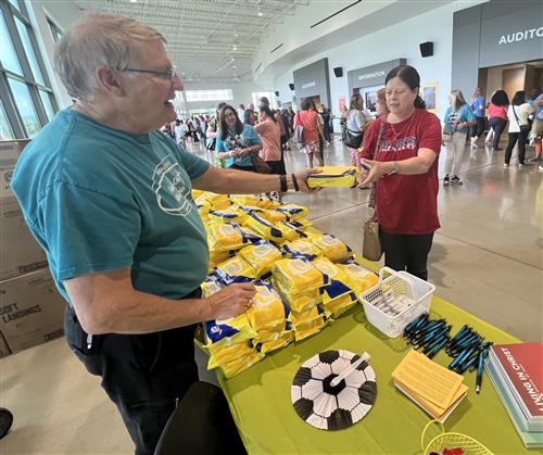 sanitizer wipes handed out to teachers