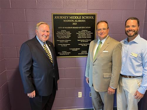 superintendent ed nichols with state senator Tom Butler and BOE president Tim Holtcamp