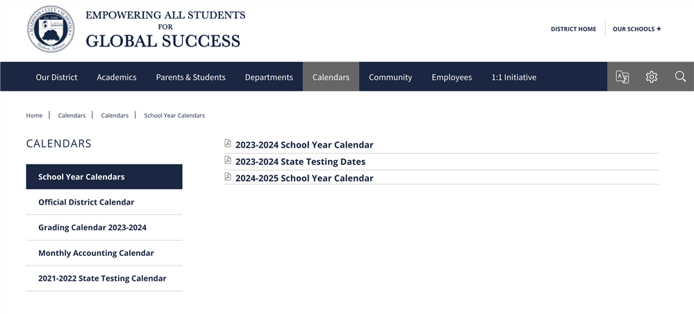 MCS School Year Calendars