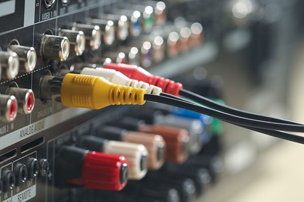 Yellow, red and white audio cables