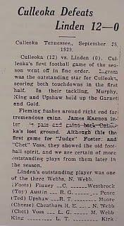  1929 article about football team win