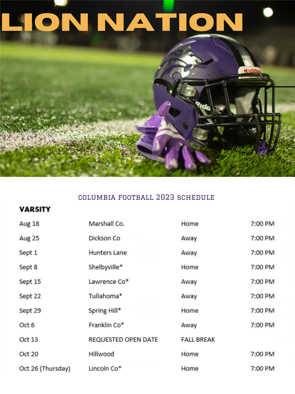 Football schedule