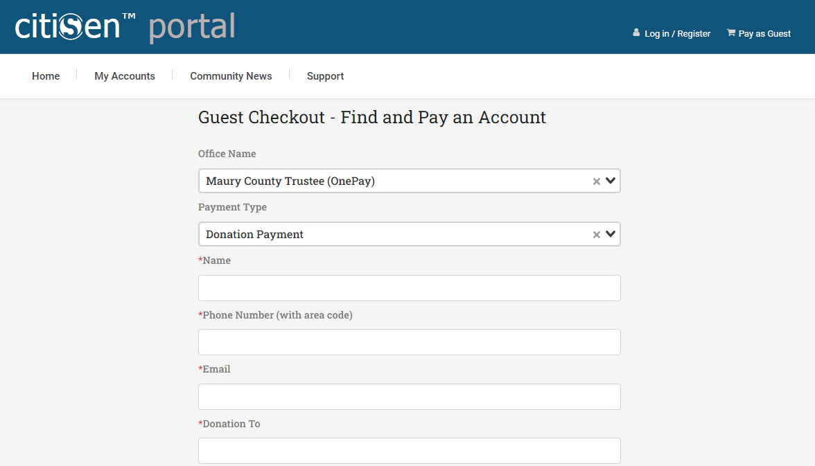 Donate Portal Screenshot