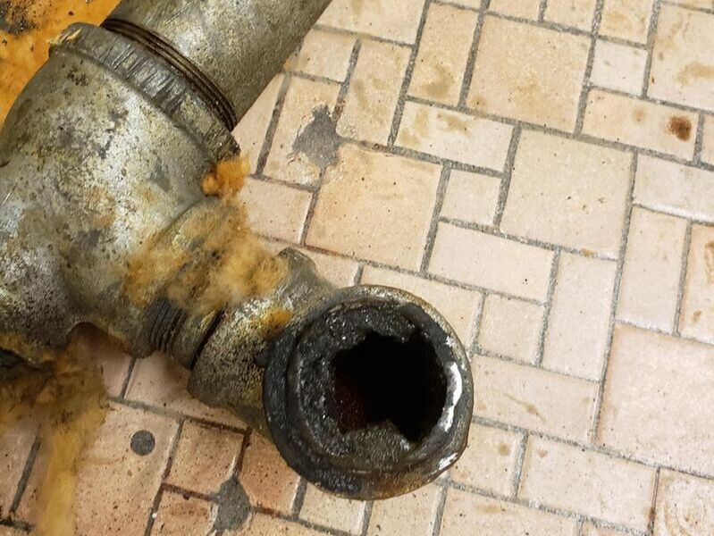 Galvanized piping shown