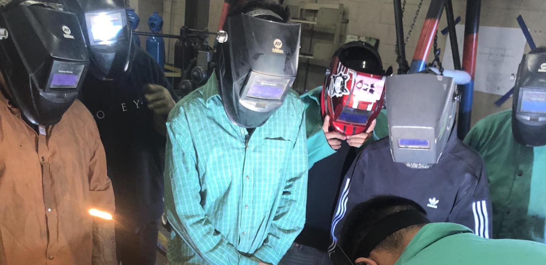 student welding