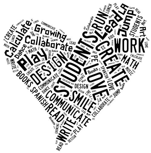 student word cloud heart 