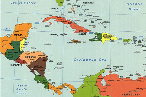 Map of Central America and The Caribbean