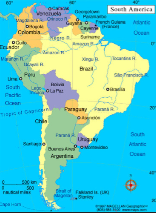 Map of South America