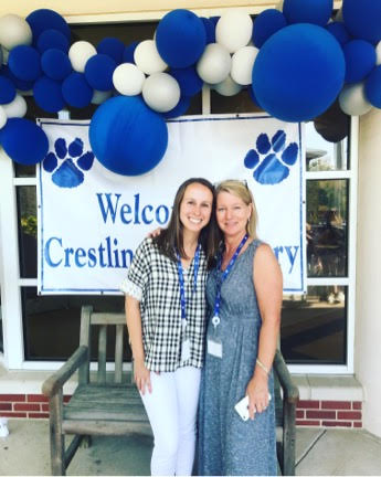 Mrs. Hill and Mrs. Fowler on the first day of school