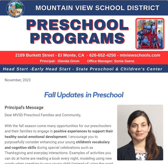 MVSD Preschool Programs Newsletter_Fall 2023