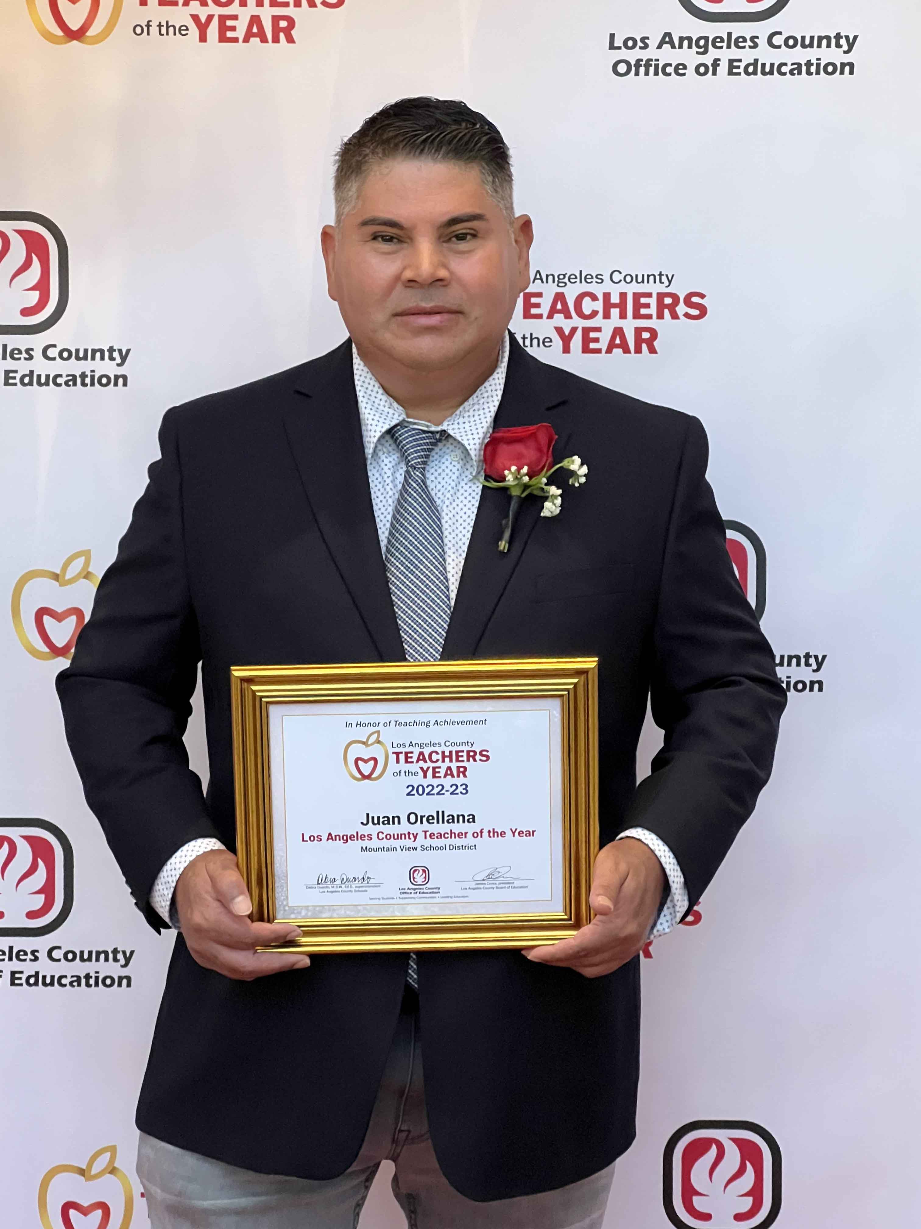 This is the image for the news article titled Juan Orellana Named LA County Teacher of the Year