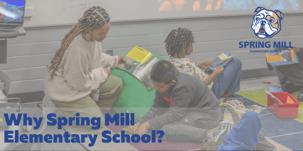 SM Banner Students reading on floor in one of our classrooms