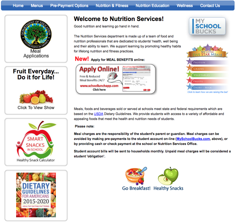 Background image: MUHSD Nutrition Services third-party external website 