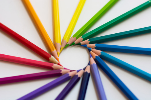 colored pencils arranged to form a circle