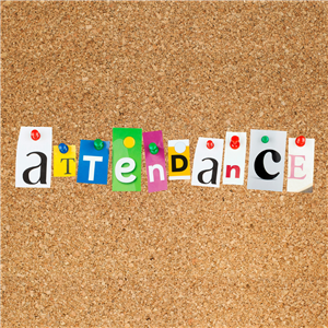 attendance on a cork board 