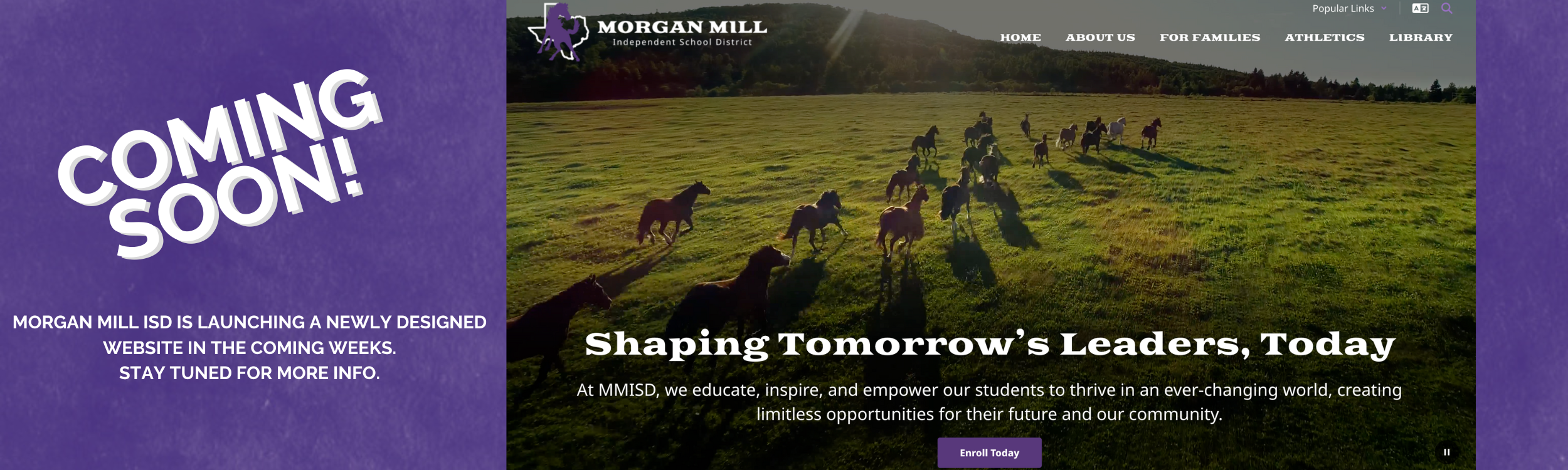 Morgan Mill ISD is launching a newly designed website in the coming weeks. Stay tuned for more info.