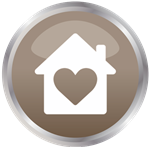 icon with a heart inside a house illustration 