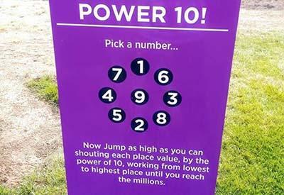 Sign for Power 10 playground station at Snake River.