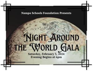 Globe with overlaid info: 6 p.m. Feb. 3 at Columbia High School.