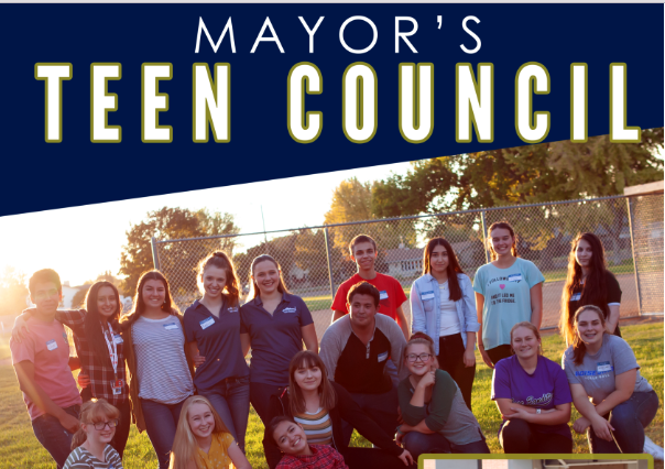 Teens in a group shot under \"Mayor\'s Teen Council\" headline