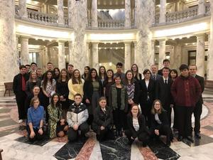 BPA students pose for a group photo in the Statehouse.