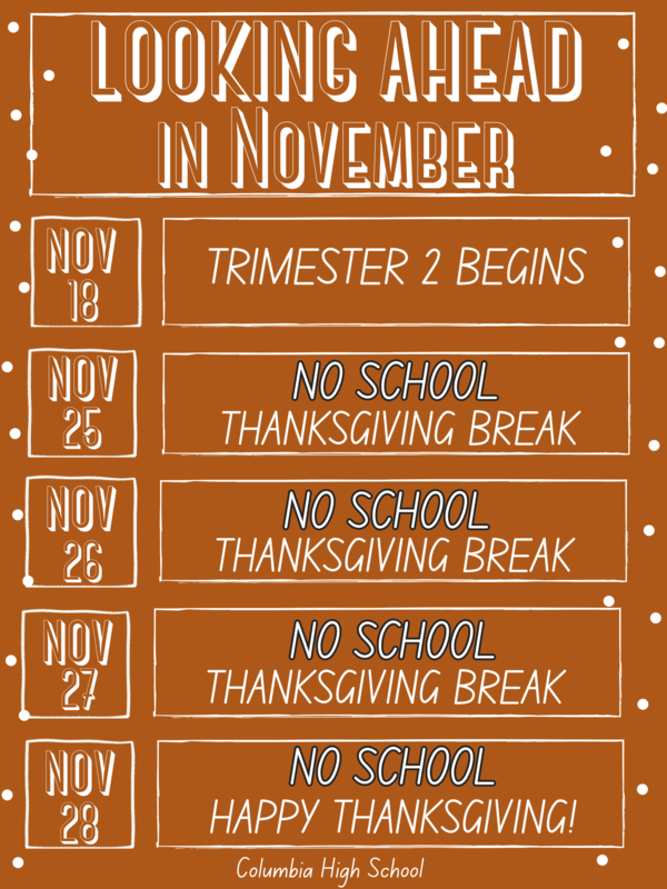 graphic of calendar  dates ahead