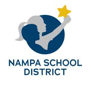 District logo - two children holding aloft a star