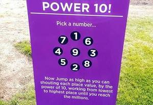 Sign for Power 10 playground station at Snake River.