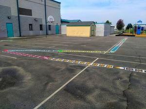 Brightly painted number lines at Snake River Elementary.