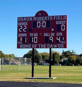West\'s new score board bearing Shaun Robert\'s name.