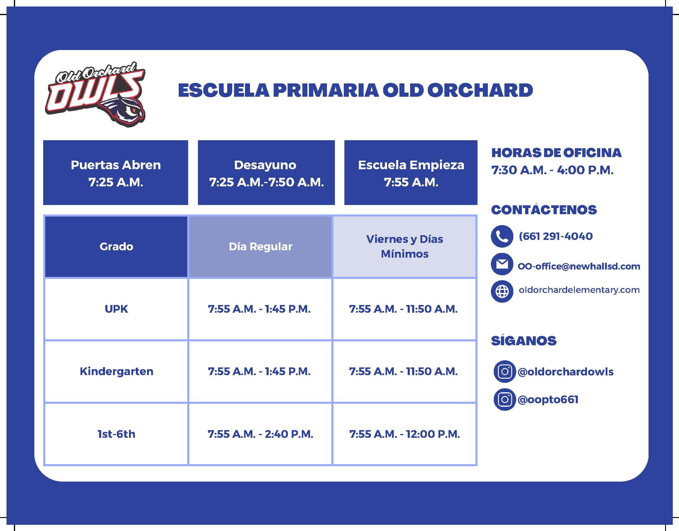 OO Bell Schedule Spanish