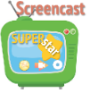 cartoon of a tv with star and logos from programs you'd use to make a screencast.