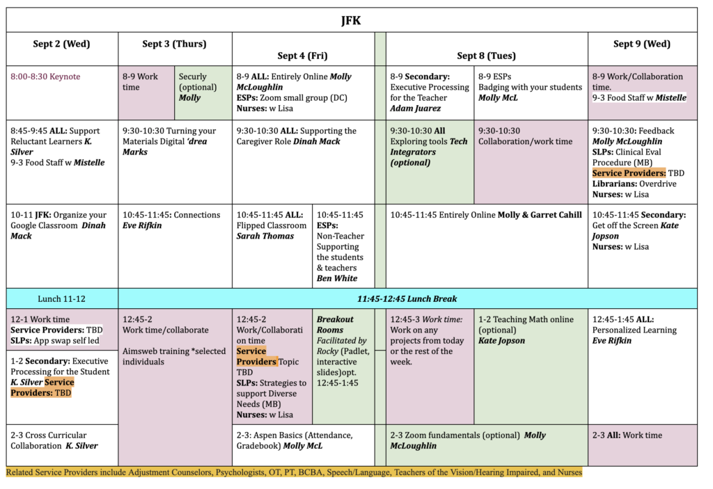 JFK PD Schedule