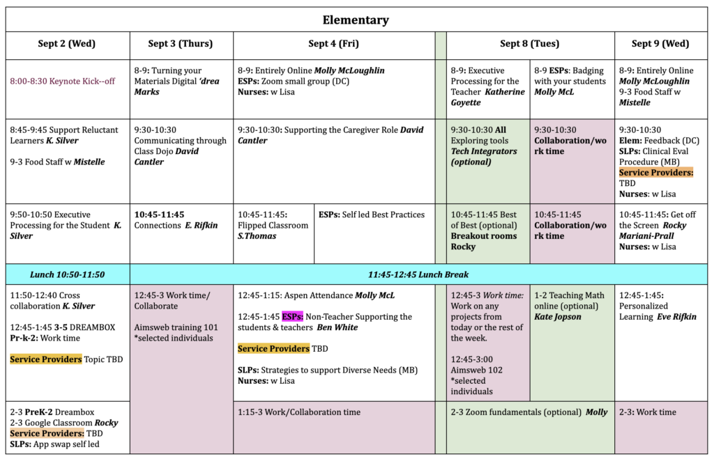 Elem PD schedule