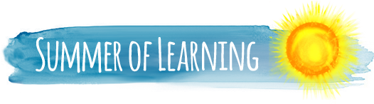 'Summer of Learning' blue banner with sun