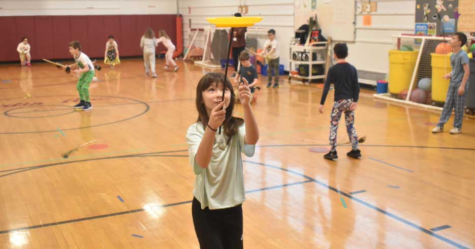 Students at Martin Avenue Elementary School recently enjoyed the circus arts unit in physical education classes.